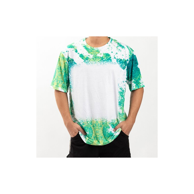 Kokvilnai līdzīgs balināts Leopard vasaras zaļš T-krekls sublimācijai (2XL izmers)
