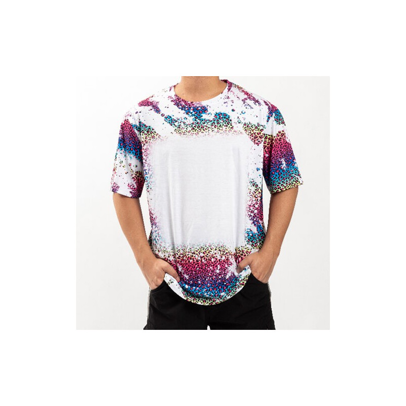 Kokvilnai līdzīgs balināts Leopard Wild Purple T-krekls sublimācijai (3XL izmers)