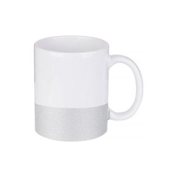 330 ml krūze ar mirdzošu sublimācijas sloksni - sudraba