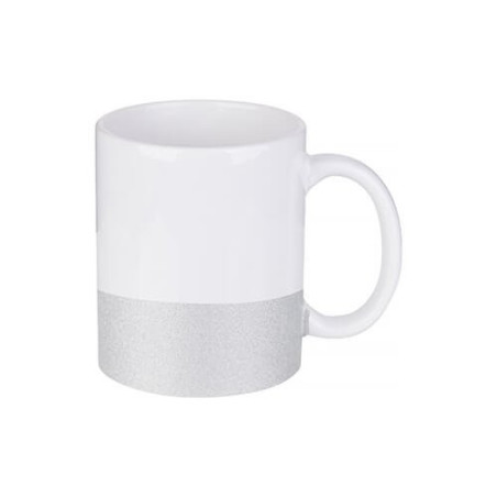 330 ml krūze ar mirdzošu sublimācijas sloksni - sudraba