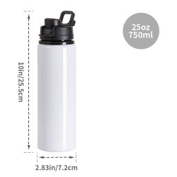 750 ml alumīnija ūdens pudele ar plastmasas vāku un rokturi sublimācijai