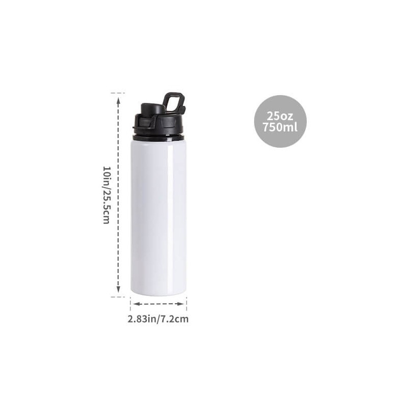 750 ml alumīnija ūdens pudele ar plastmasas vāku un rokturi sublimācijai