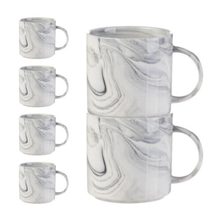 6 sublimācijas krūzīšu komplekts (350 ml) - pelēks marmors