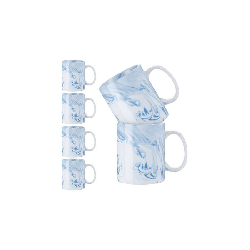 6 sublimācijas krūzīšu komplekts (330 ml) - zils marmors