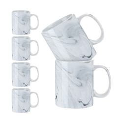 6 sublimācijas krūzīšu komplekts (330 ml) - pelēks marmors