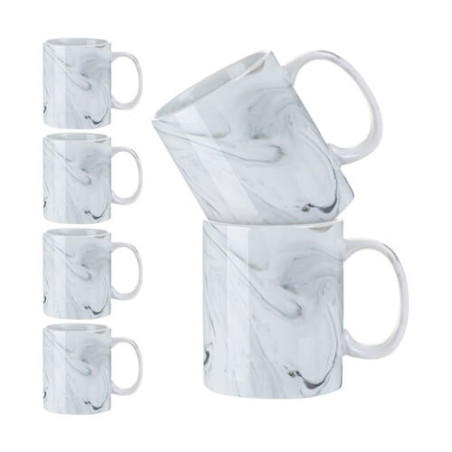 6 sublimācijas krūzīšu komplekts (330 ml) - pelēks marmors