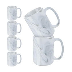 6 sublimācijas krūzīšu komplekts (450 ml) - pelēks marmors