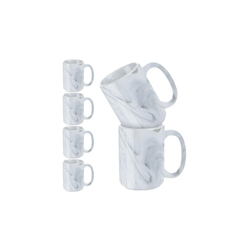 6 sublimācijas krūzīšu komplekts (450 ml) - pelēks marmors