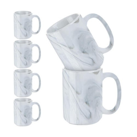 6 sublimācijas krūzīšu komplekts (450 ml) - pelēks marmors