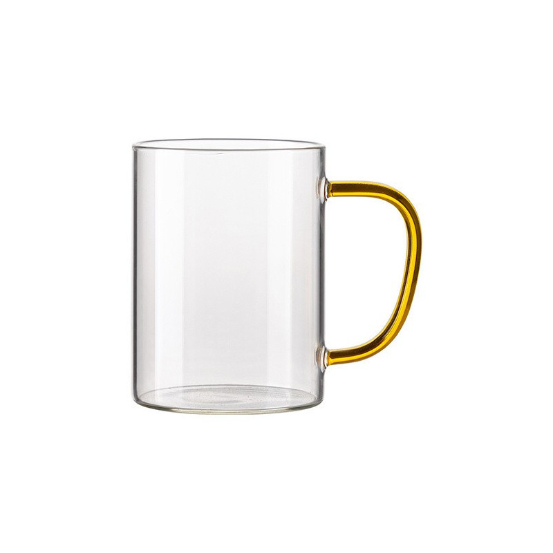 Krūze 450 ml matēts stikls ar krasainu rokturi sublimācijai