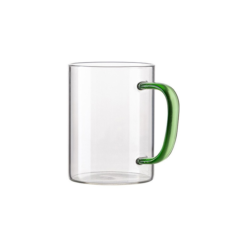 Krūze 450 ml matēts stikls ar krasainu rokturi sublimācijai
