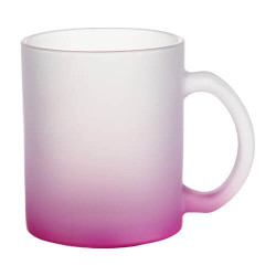 Matēta stikla krūze 330 ml sublimācijai - purpursarkans gradients sublimācijas termiskā pārnešana
