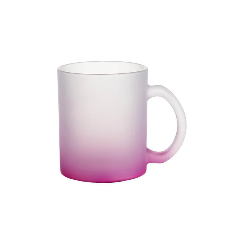 Matēta stikla krūze 330 ml sublimācijai - purpursarkans gradients sublimācijas termiskā pārnešana