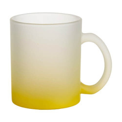 Matēta stikla krūze 330 ml sublimācijai - dzeltenais gradients sublimācijas termiskā pārnešana