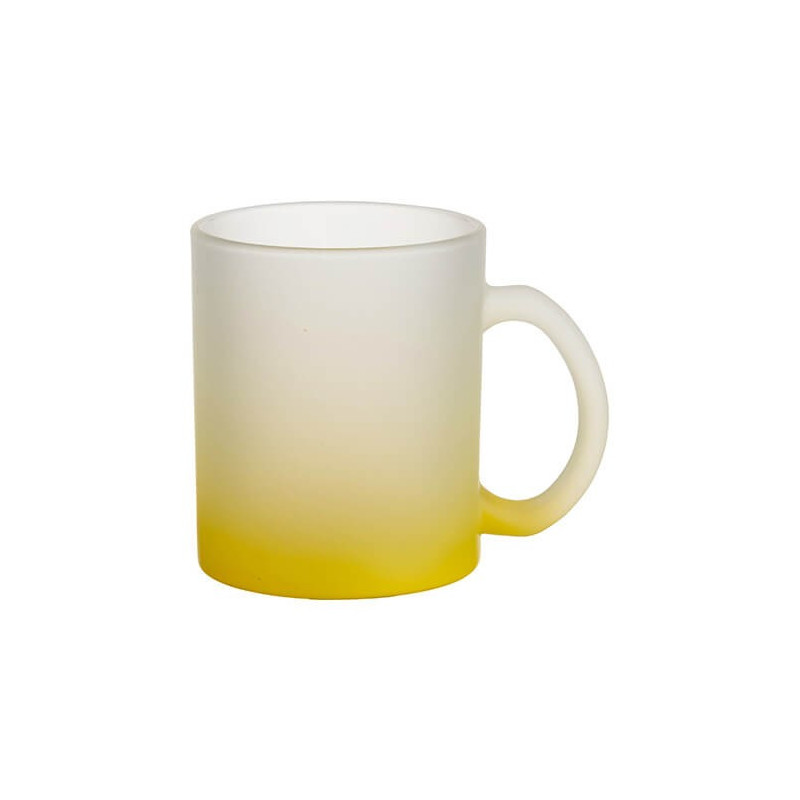 Matēta stikla krūze 330 ml sublimācijai - dzeltenais gradients sublimācijas termiskā pārnešana