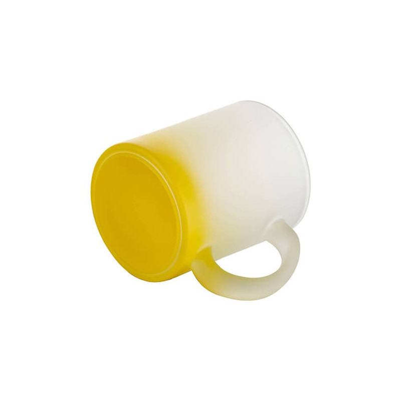 Matēta stikla krūze 330 ml sublimācijai - dzeltenais gradients sublimācijas termiskā pārnešana