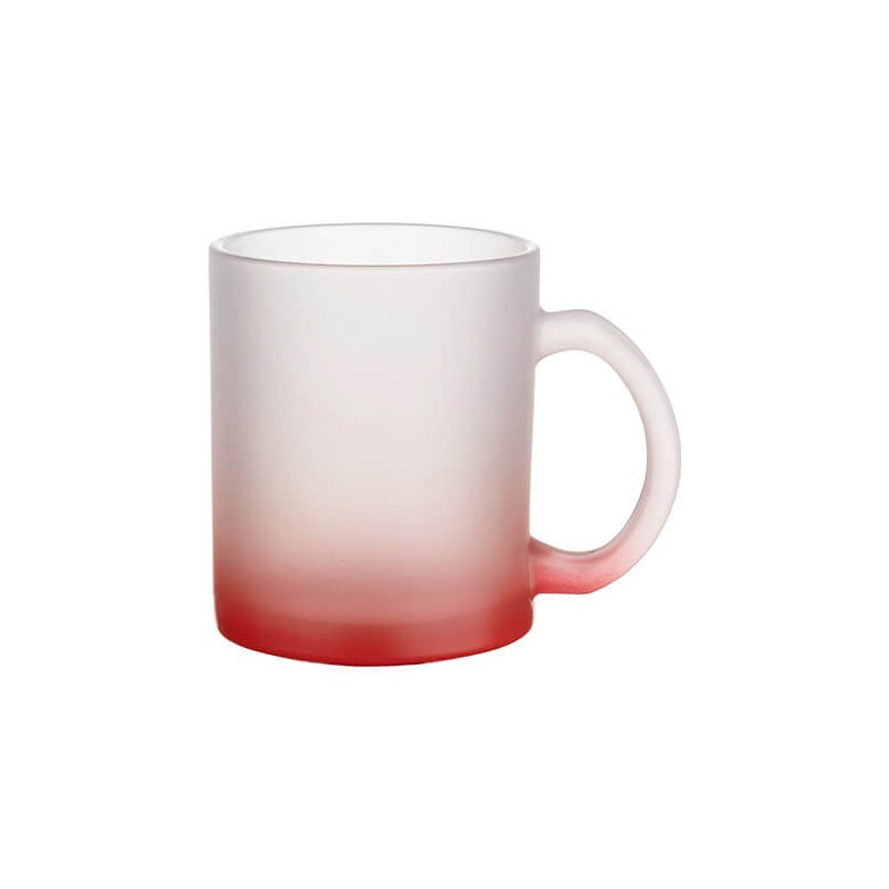Matēta stikla krūze 330 ml sublimācijai - sarkans gradients sublimācijas termiskā pārnešana
