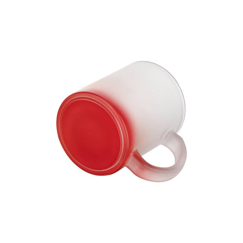 Matēta stikla krūze 330 ml sublimācijai - sarkans gradients sublimācijas termiskā pārnešana