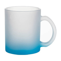 Matēta stikla krūze 330 ml sublimācijai - gaiši zils gradients sublimācijas termiskā pārnešana