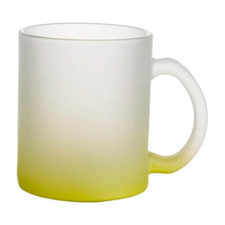 Matēta stikla krūze 330 ml sublimācijai - laima dzeltens  gradients sublimācijas termiskā pārnešana