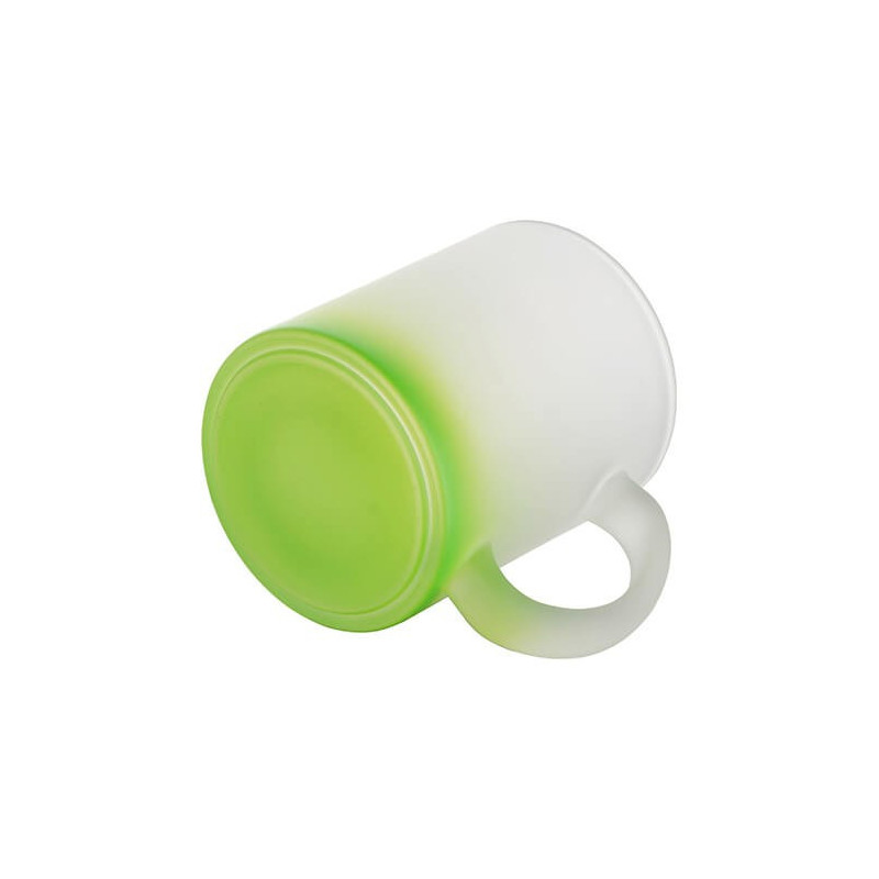 Matēta stikla krūze 330 ml sublimācijai - zaļa gradients sublimācijas termiskā pārnešana