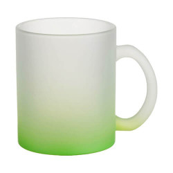Matēta stikla krūze 330 ml sublimācijai - zaļa gradients sublimācijas termiskā pārnešana