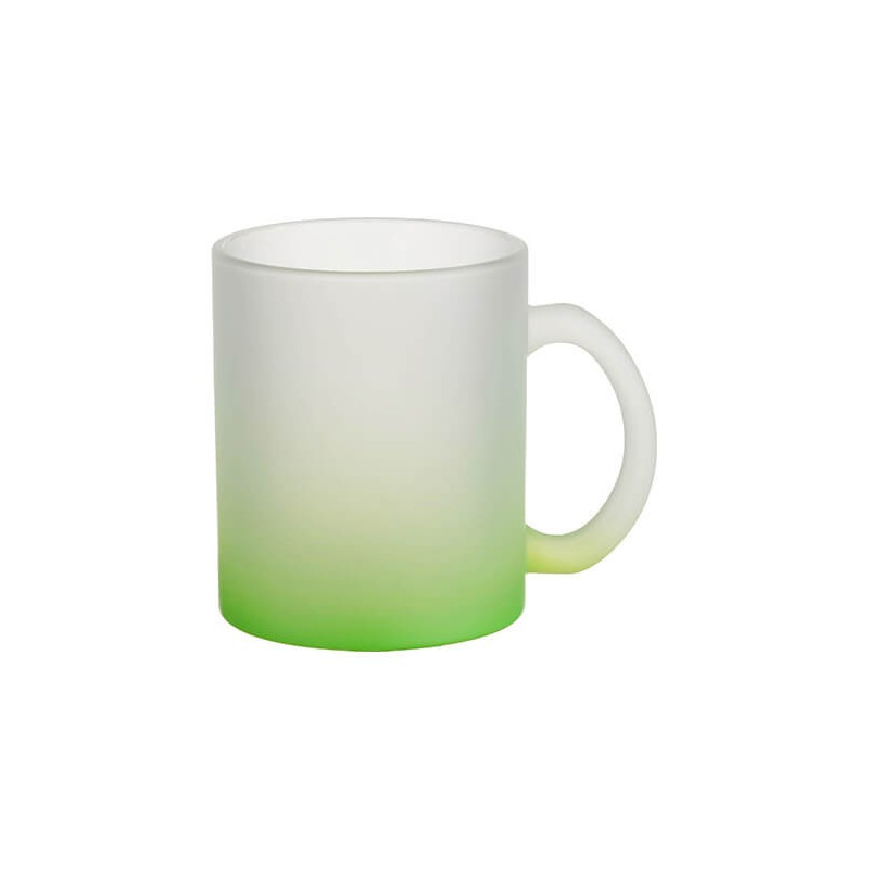 Matēta stikla krūze 330 ml sublimācijai - zaļa gradients sublimācijas termiskā pārnešana