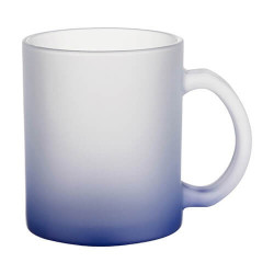 Matēta stikla krūze 330 ml sublimācijai - zila gradients sublimācijas termiskā pārnešana