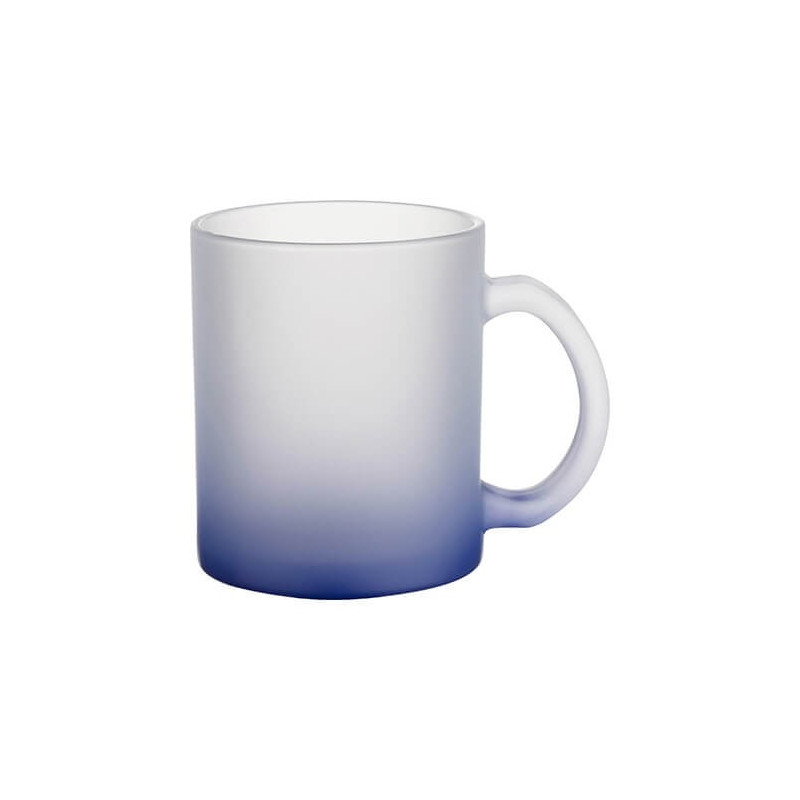 Matēta stikla krūze 330 ml sublimācijai - zila gradients sublimācijas termiskā pārnešana