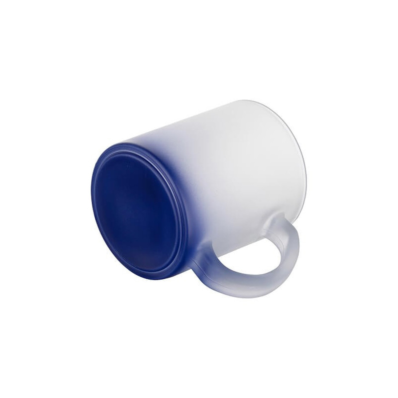 Matēta stikla krūze 330 ml sublimācijai - zila gradients sublimācijas termiskā pārnešana