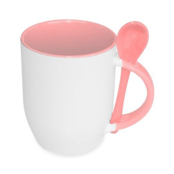 JS pārklājuma krūze ar karoti sublimācijai pink