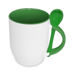 JS pārklājuma krūze ar karoti sublimācijai green