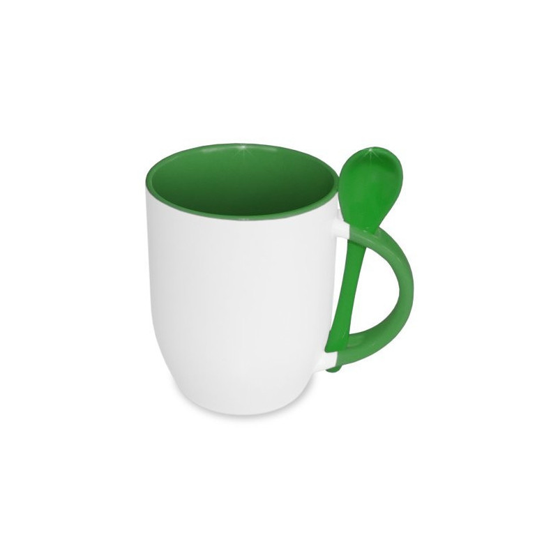 JS pārklājuma krūze ar karoti sublimācijai green