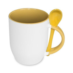 Sublimācijas krūze JS-Coating mug with spoon yellow