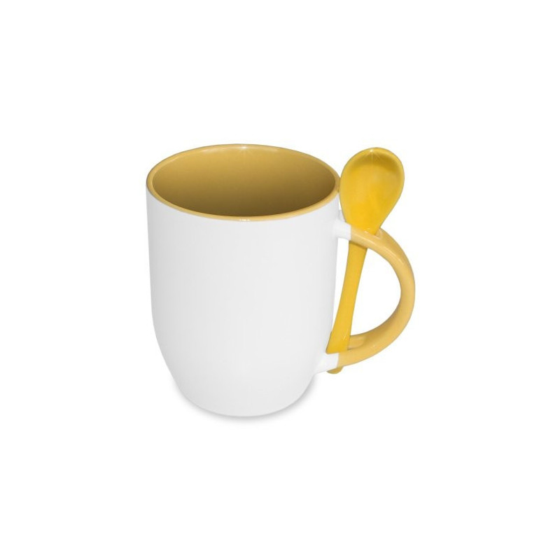 Sublimācijas krūze JS-Coating mug with spoon yellow