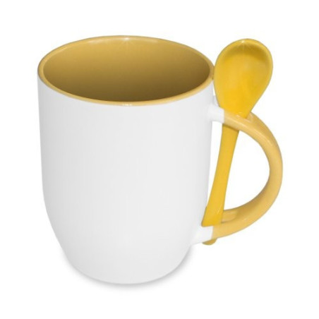 Sublimācijas krūze JS-Coating mug with spoon yellow