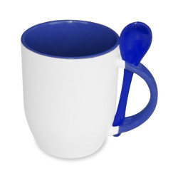 Sublimācijas krūze JS-Coating mug with spoon navy blue