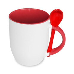 Sublimācijas krūze JS-Coating mug with spoon red