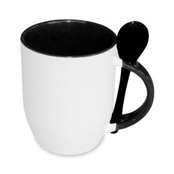 Sublimācijas krūze JS-Coating mug with spoon black
