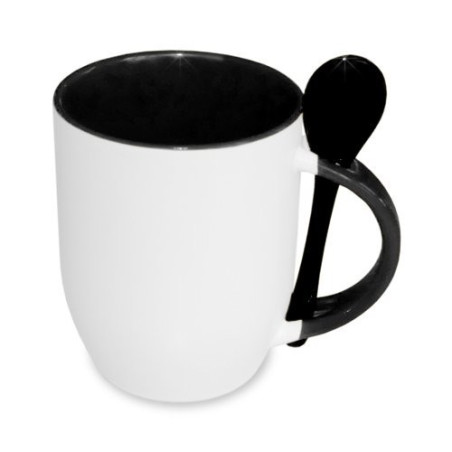 Sublimācijas krūze JS-Coating mug with spoon black