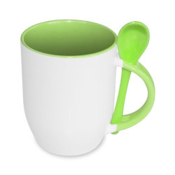 JS pārklājuma krūze ar karoti sublimācijai light green