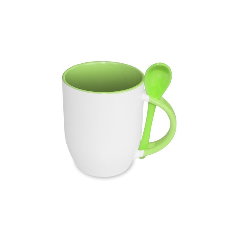 JS pārklājuma krūze ar karoti sublimācijai light green