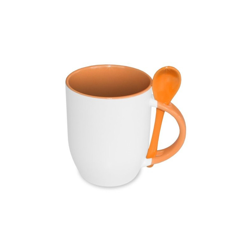 JS pārklājuma krūze ar karoti sublimācijai orange