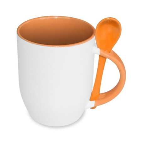 JS pārklājuma krūze ar karoti sublimācijai orange