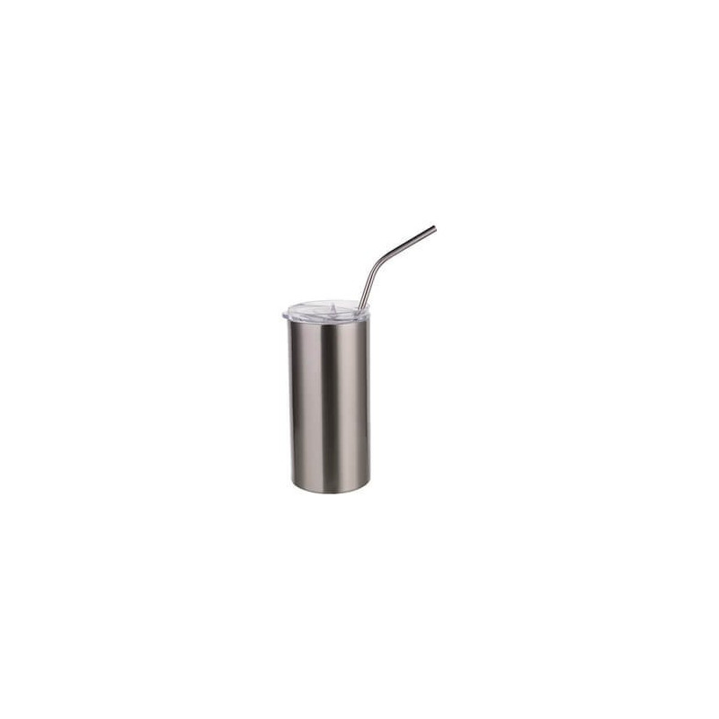 Tumbler 480 ml ar salmiņu sublimācijai - sudrabs