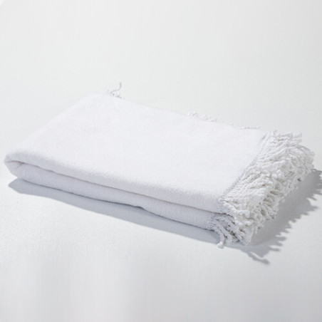 Dvielis 152 x 76 cm ar bārkstīm sublimācijai - balts